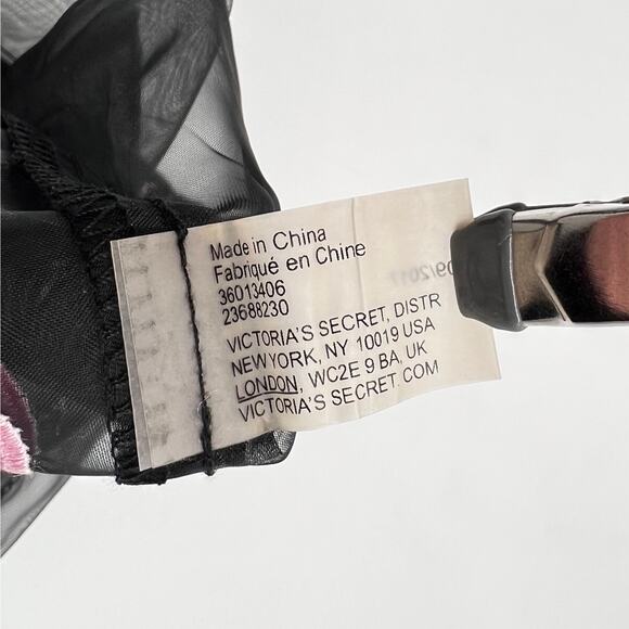 VICTORIAS SECRET Lingerie Sheer Black Pink Heart Drawstring Bag Pouch X2 NEW - Picture 8 of 9